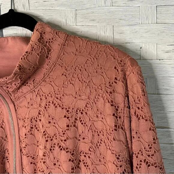 D & Co Womens jacket blush lace outside knit inside cottagecore zip up plus size - Picture 4 of 10